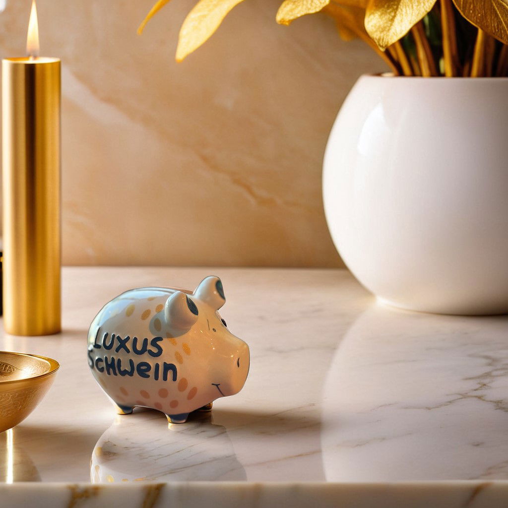 Tirelire KCG petit cochon, cochon de luxe édition or, en céramique (L/H/P) 12,5x9x9cm Tirelire KCG petit cochon, cochon de luxe édition or, en céramique (L/H/P) 12,5x9x9cm