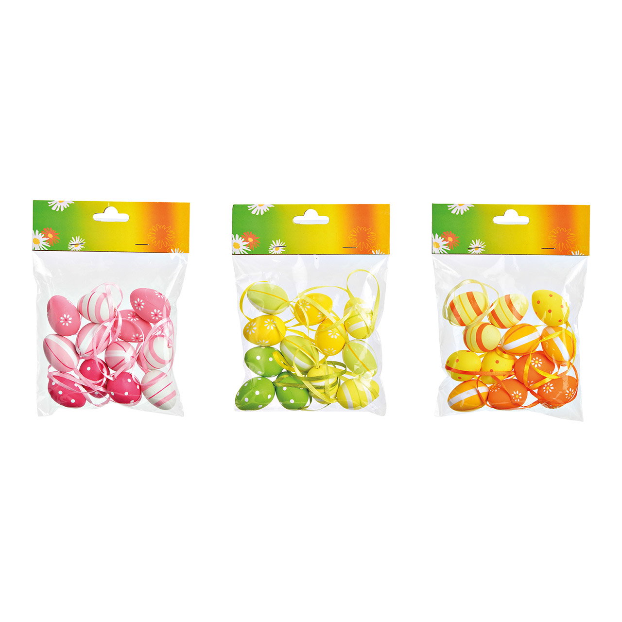 Huevos de Pascua para colgar juego de 12, de plástico, de colores 3 pliegues, (ancho/alto/alto) 3x4x3cm Huevos de Pascua para colgar juego de 12, de plástico, de colores 3 pliegues, (ancho/alto/alto) 3x4x3cm