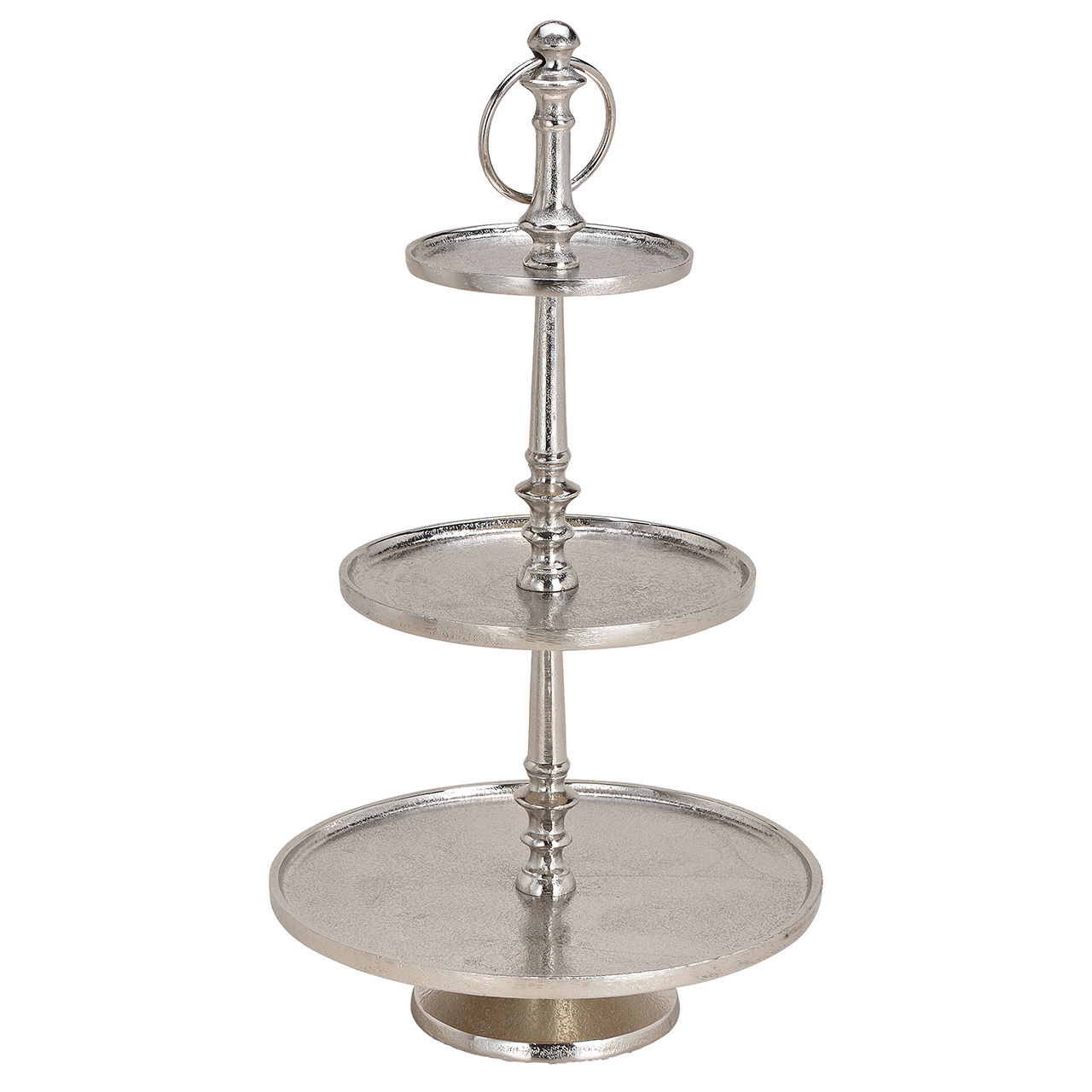 Silver metal etagere with 3 levels (H) 55cm Ø13/19/28cm Zubehor, Ohrring, Schmuck, Mobiliar, Silber