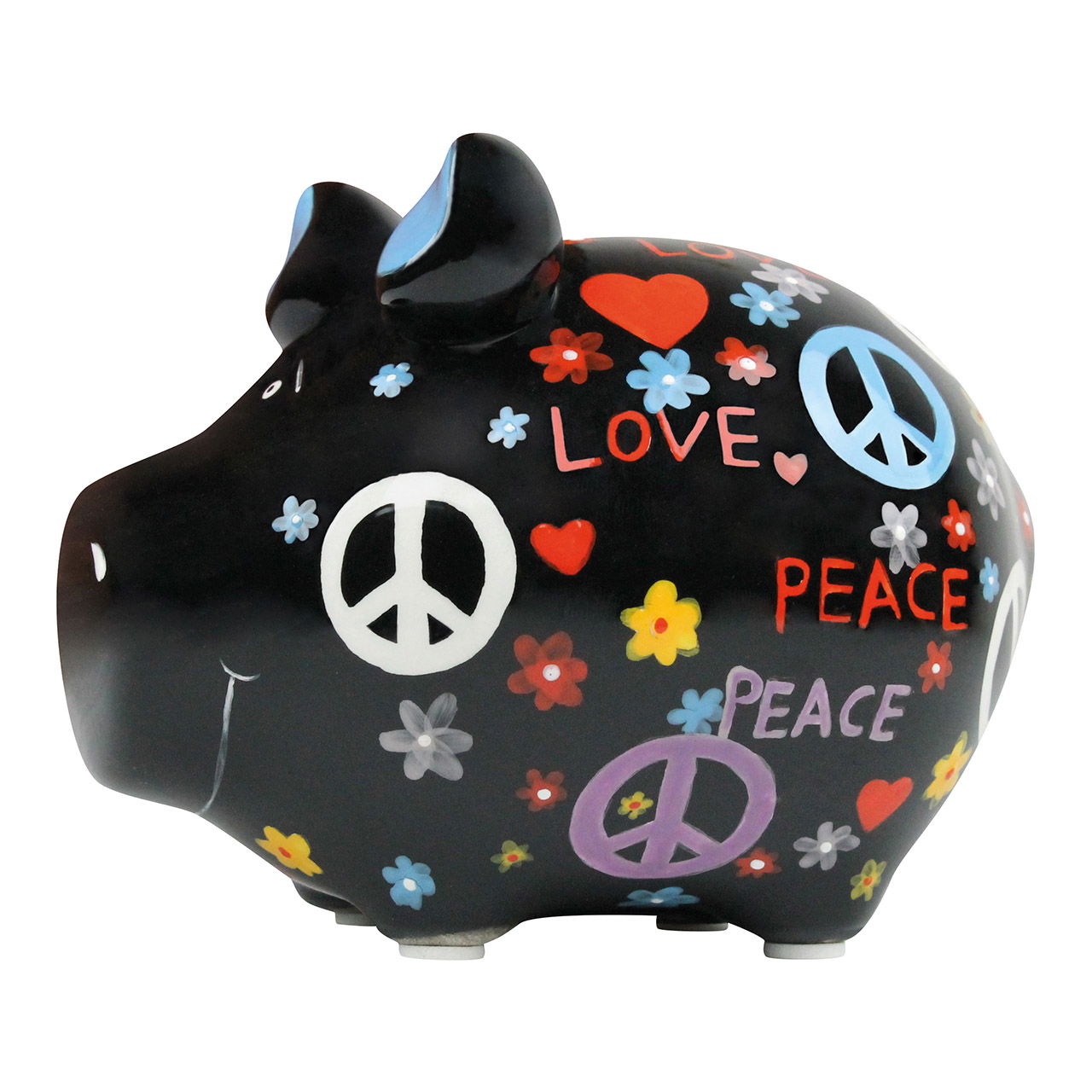 Spardose KCG Kleinschwein, Hippie Schwein, aus Keramik (B/H/T) 12,5x9x9 cm