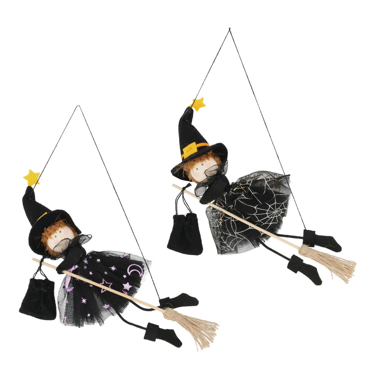 Bruja colgante de textil negro 2 surtidos (A/A/A) 20x23x5cm Zubehor, Tasche, Handtasche, Person