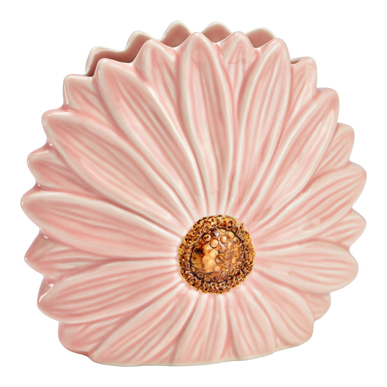 Ceramic flower-shaped vase pink (W/H/D) 17x16x7cm