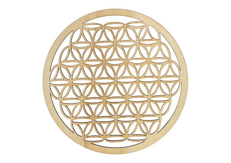 Wall hanger flower of life, made of wood nature (W/H) 30x30cm