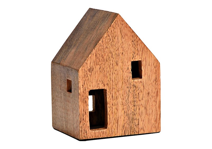 House made of mango wood brown (W/H/D) 9x12x8cm