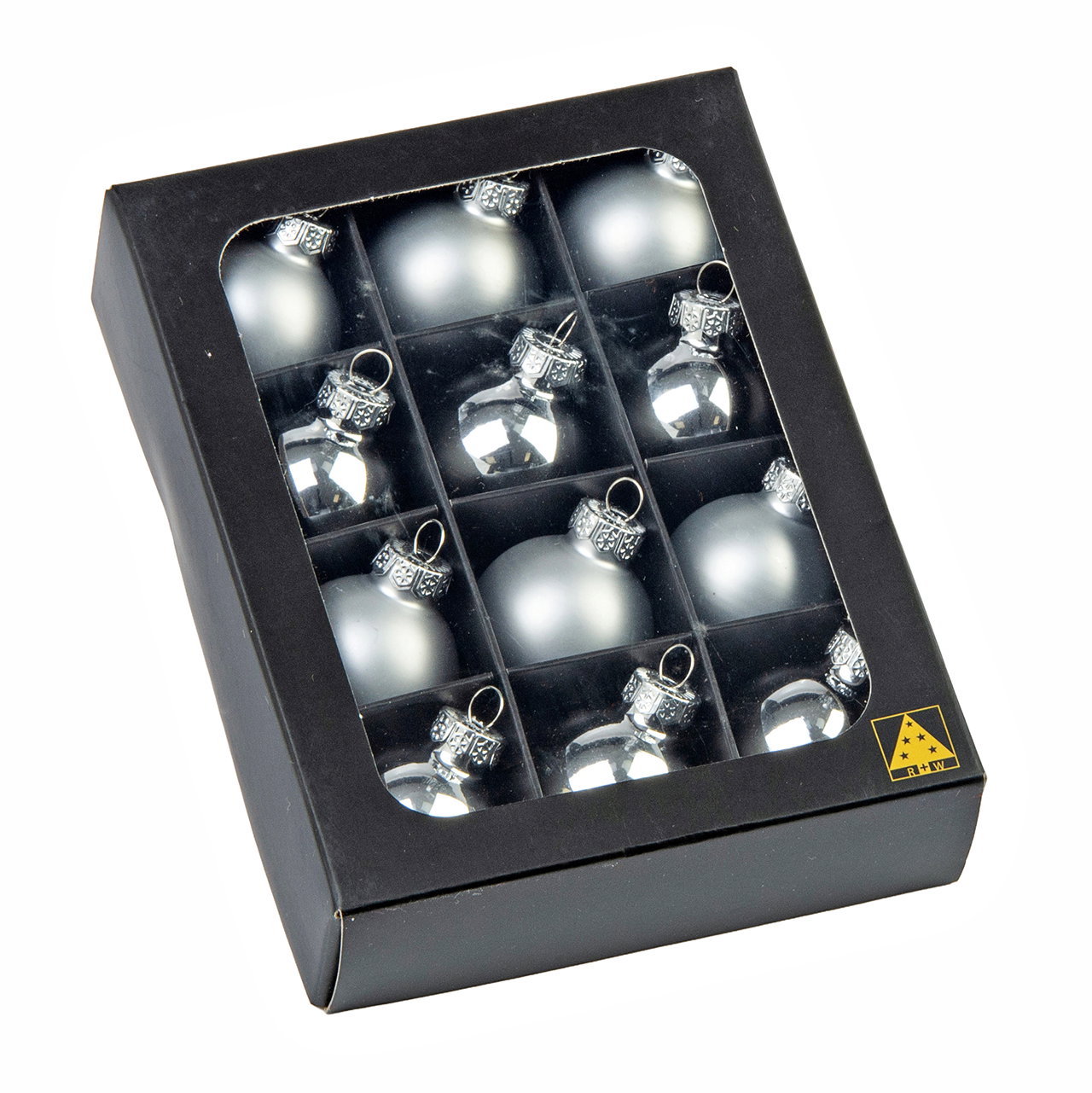 Weihnachtskugeln, Silber, Set, Glas, Ornamentbox