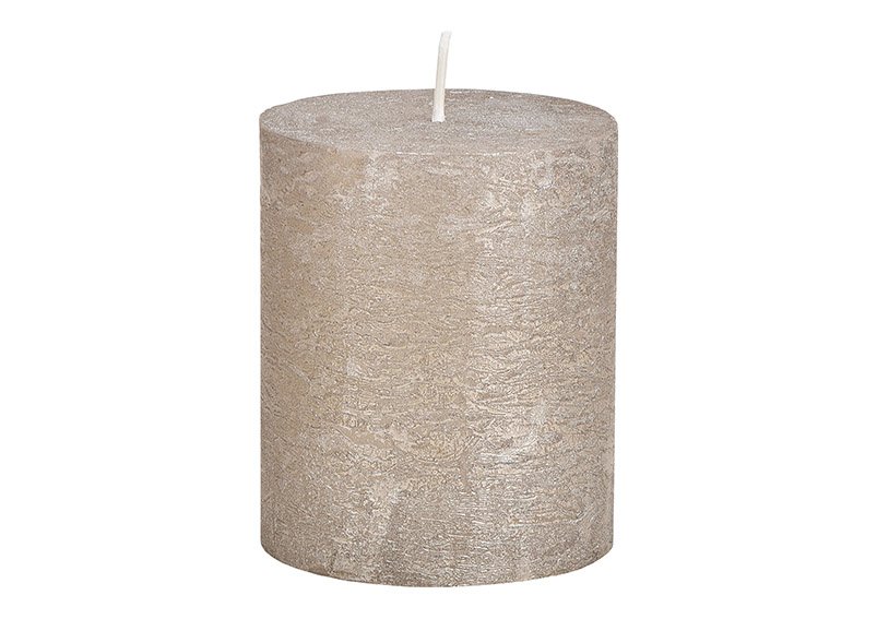 Cera candela finitura shimmer grigio (w/h/d) 10x12x10cm