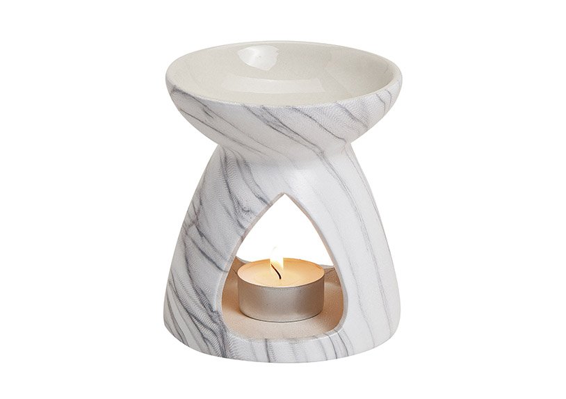 Lámpara de fragancia cerámica blanca (c/h/d) 10x11x10 cm