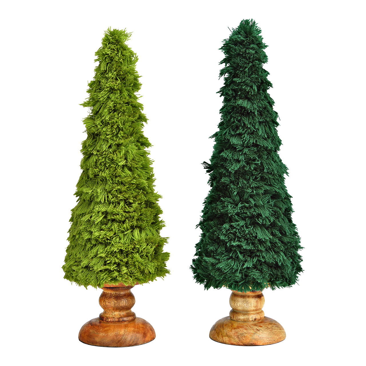 Sapin en bois de manguier/textile, 2 fois, vert (L/H/P) 11x40x11cm Pflanze, Baum, Konifer, Kiefer, Tanne