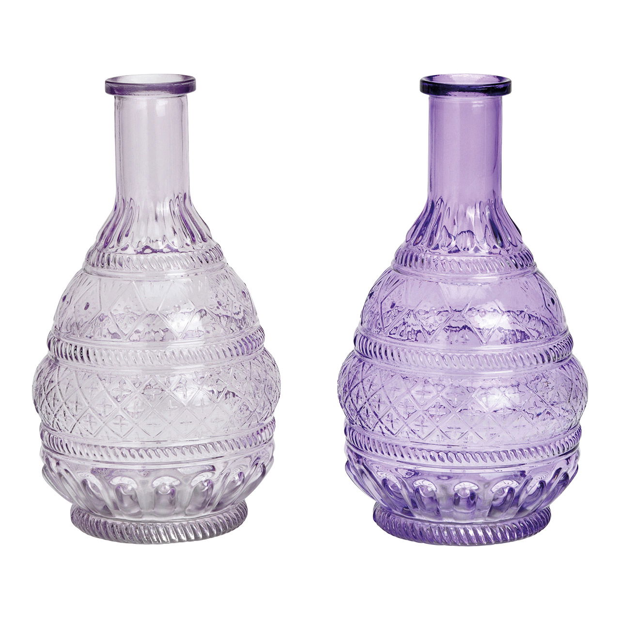 Vase en verre lilas triple, (L/H/P) 12x23x12cm