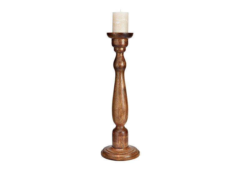Kerzenhalter aus Mangoholz braun (B/H/T) 18x53x18cm
