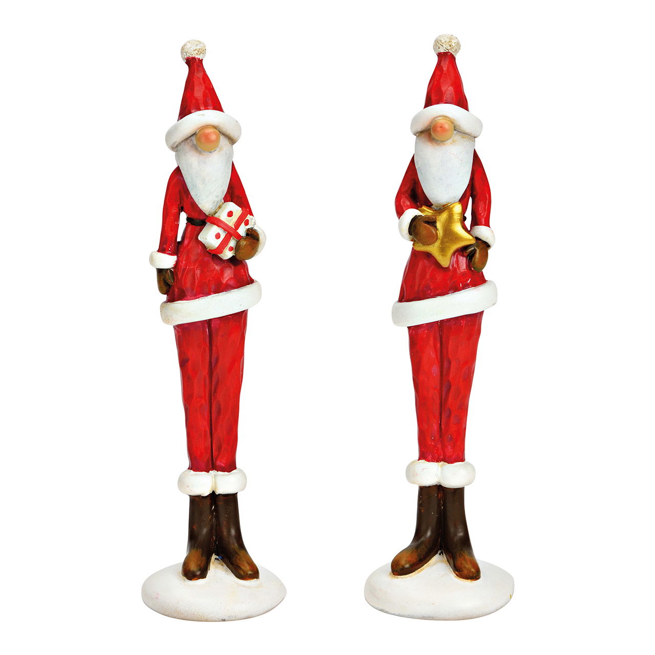 Papá Noel con regalo, estrella de poliéster rojo 2 pliegues, (ancho/alto/alto) 4x17x4cm