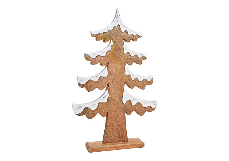 Christmas tree with snow made of wood brown (w / h / d) 38x60x7cm