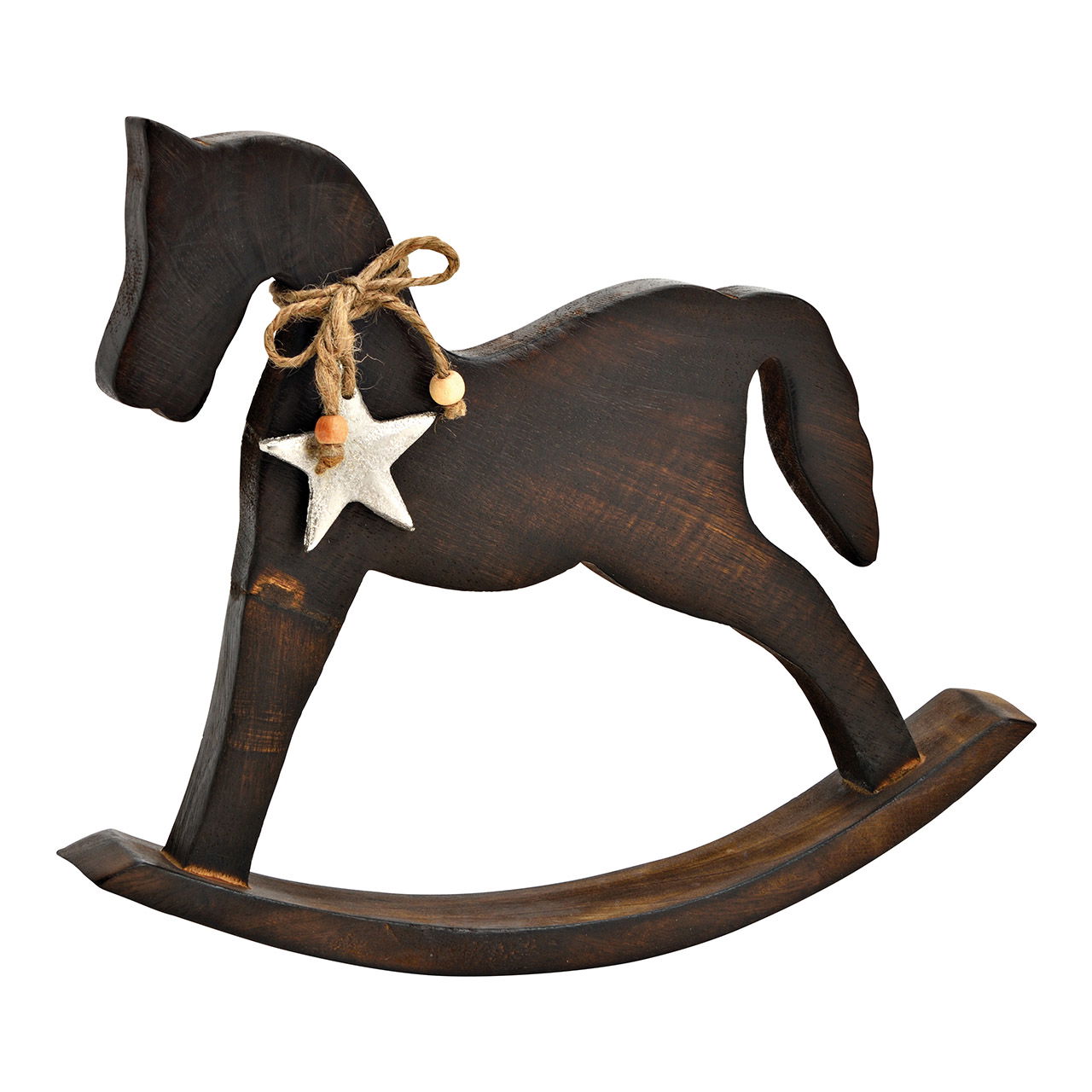 Cheval à bascule en bois de manguier marron (L/H/P) 30x26x5cm