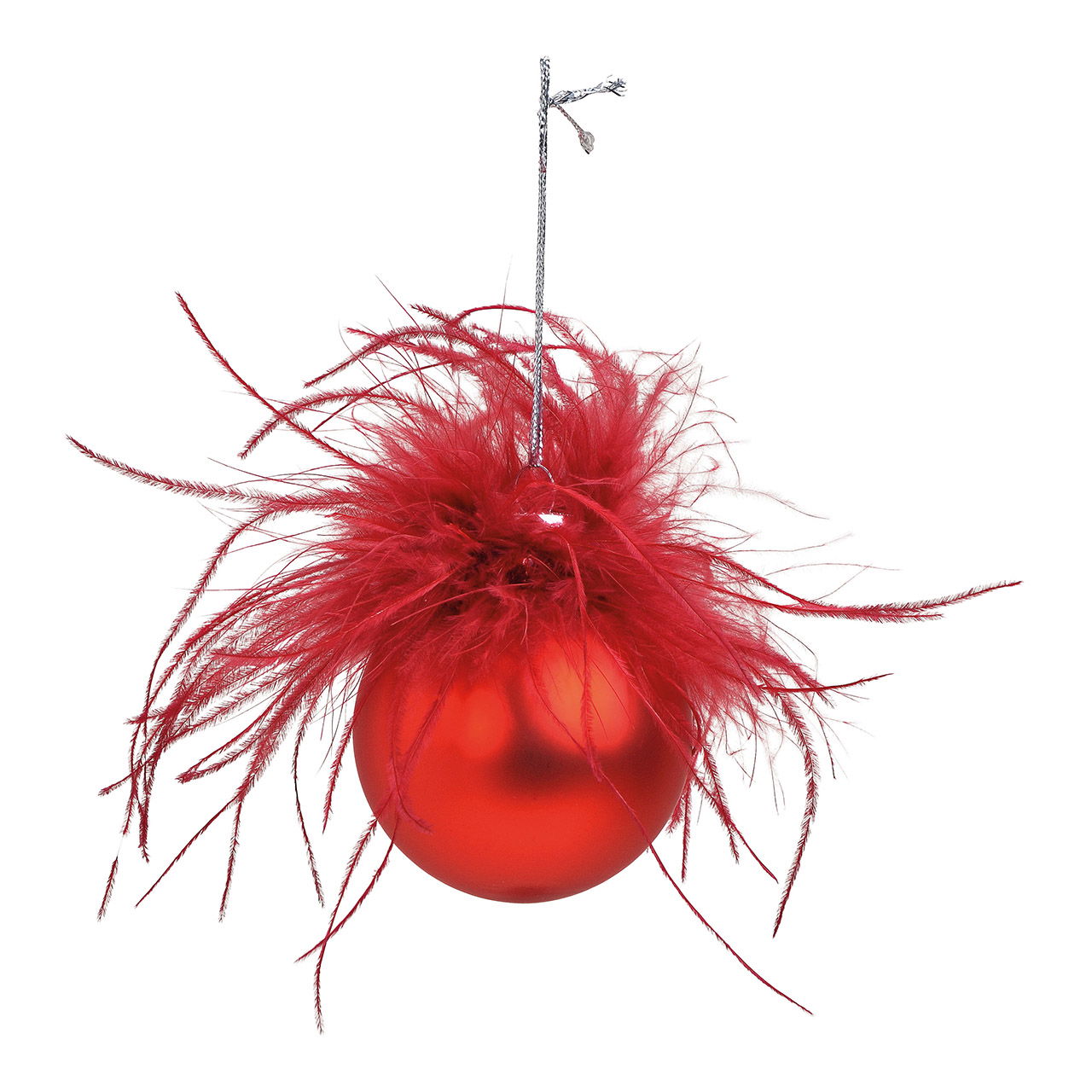 Decorazione piuma di Natale bauble di vetro rosso (c/h/d) 6x6x6cm