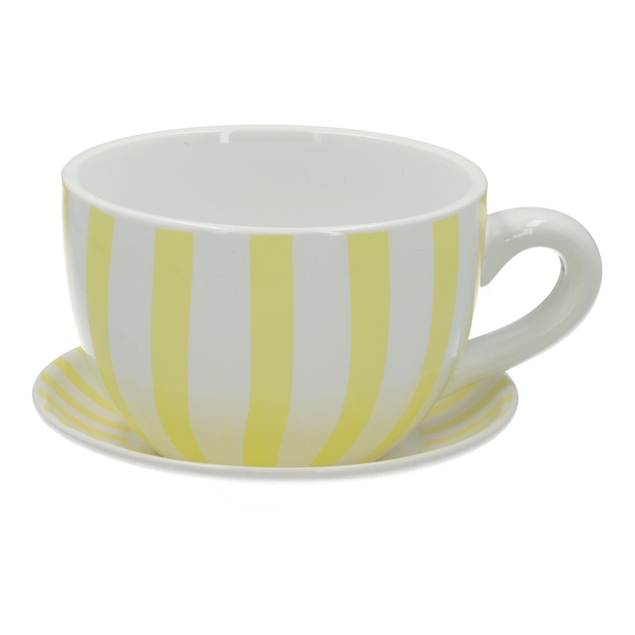 Tasse, Tee-/Kaffeetasse, gelbe Streifen, Porzellan, Untertasse