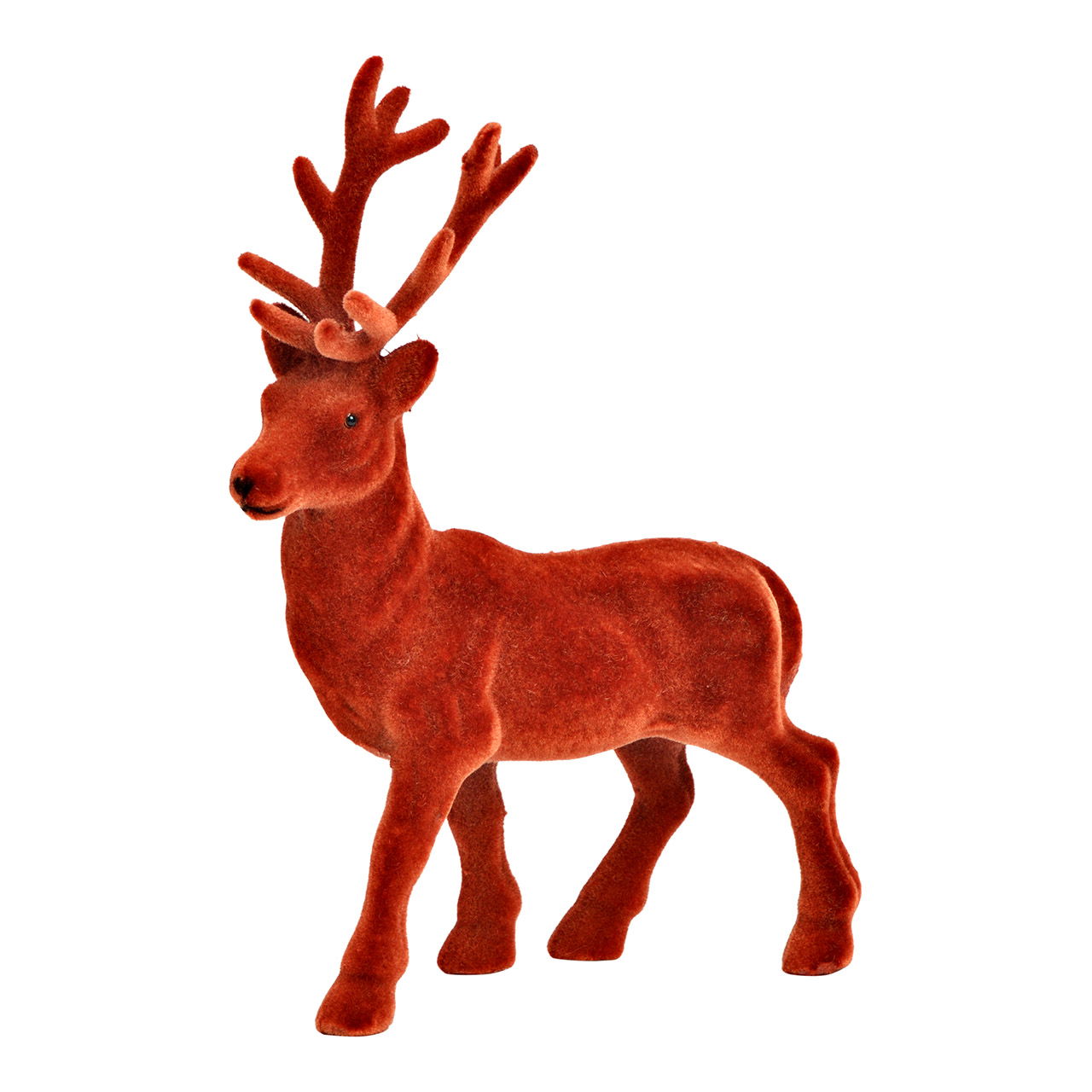 Deer flocked from plastic, red (W/H/D) 15x21x4cm