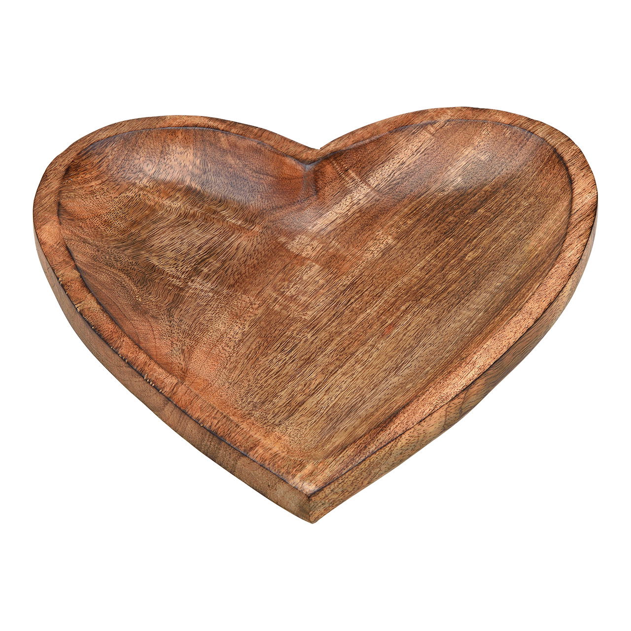 Piatto a forma di cuore in legno di mango marrone (w/h/d) 26x3x26cm