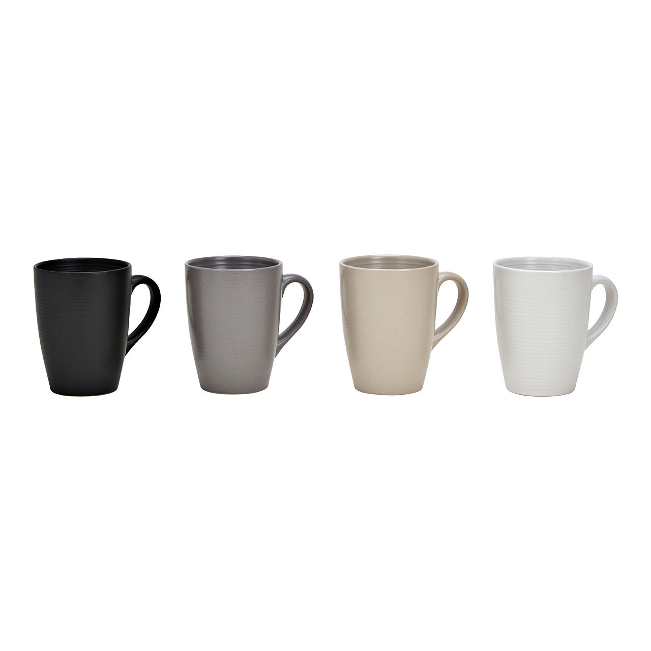 Taza de barro Negro, blanco, gris, beige 4 veces, (c/h/d) 12x11x8cm