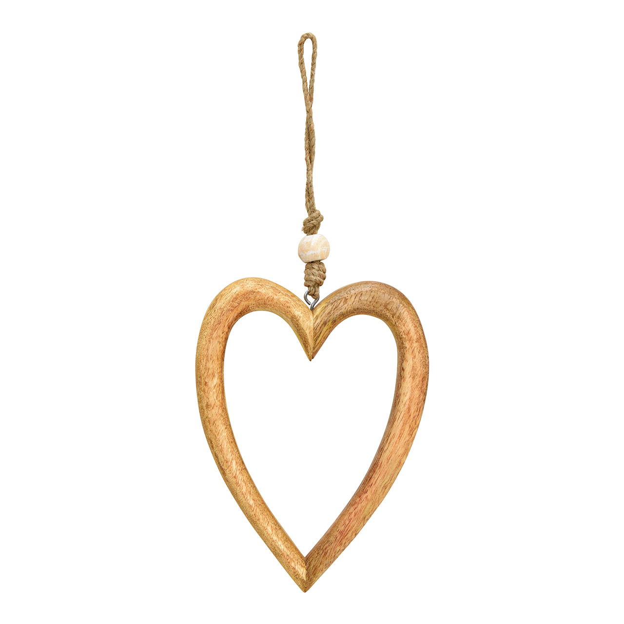 Appendino cuore di legno di mango marrone (c/h/d) 14x20x3cm