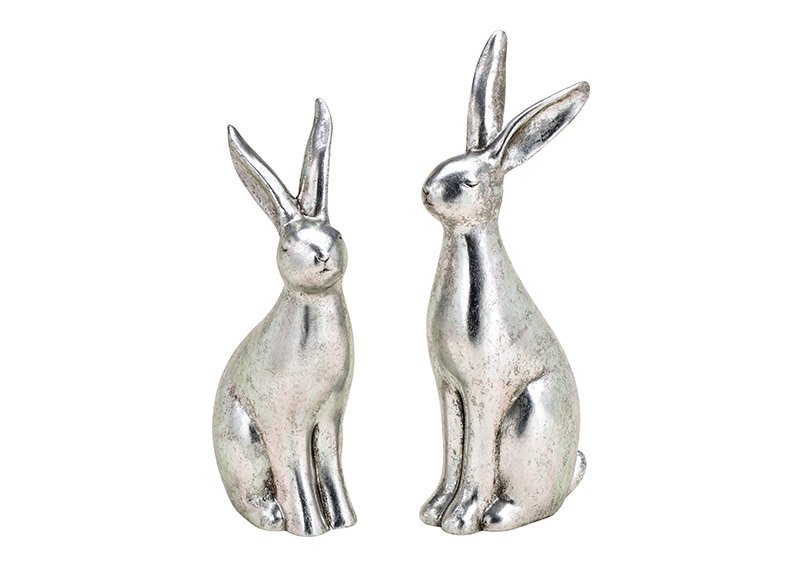 Bunny made of ceramic silver 2-fold, (W / H / D) 9x38x15cm 9x32x15cm