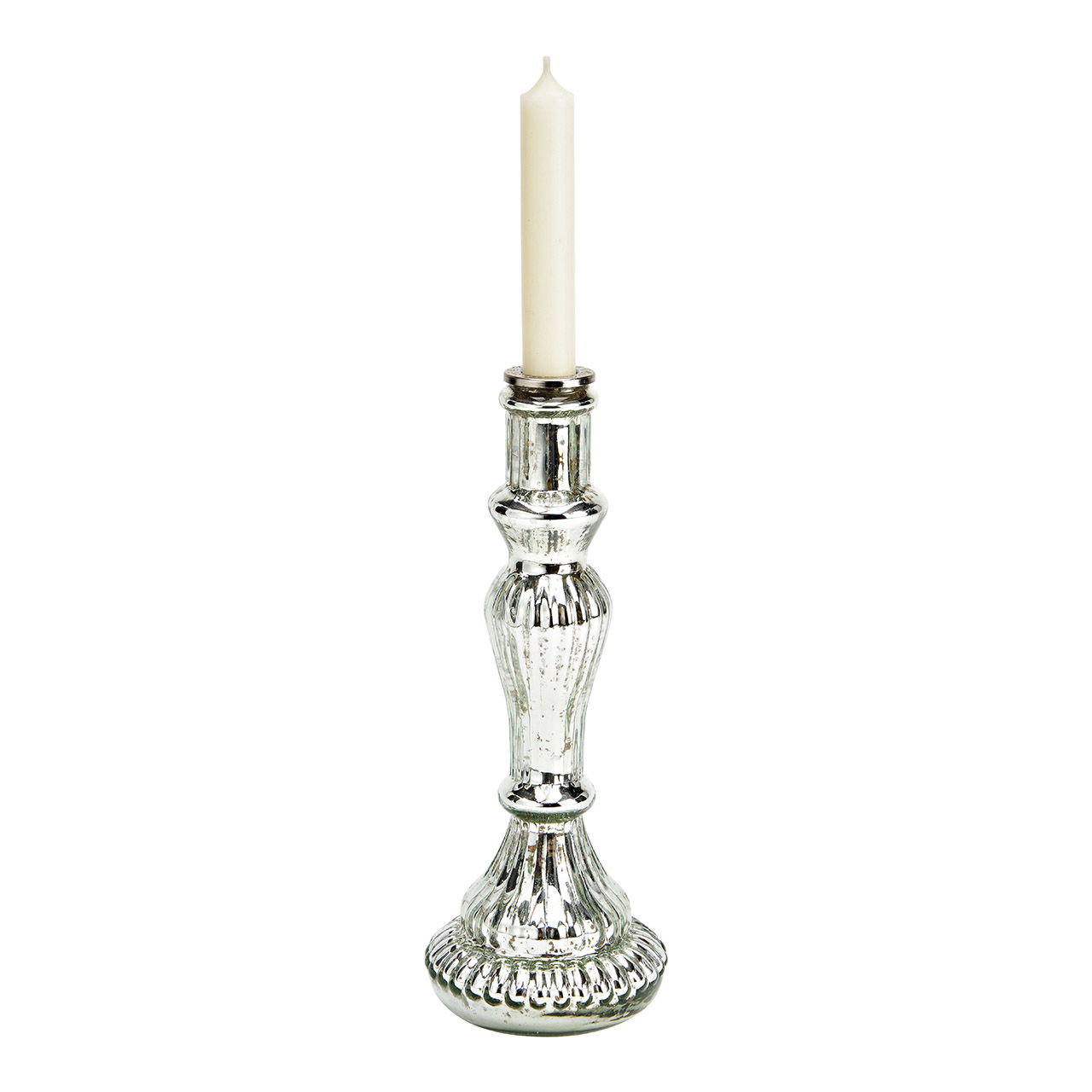 Glass candle holder silver (W/H/D) 10x28x10cm