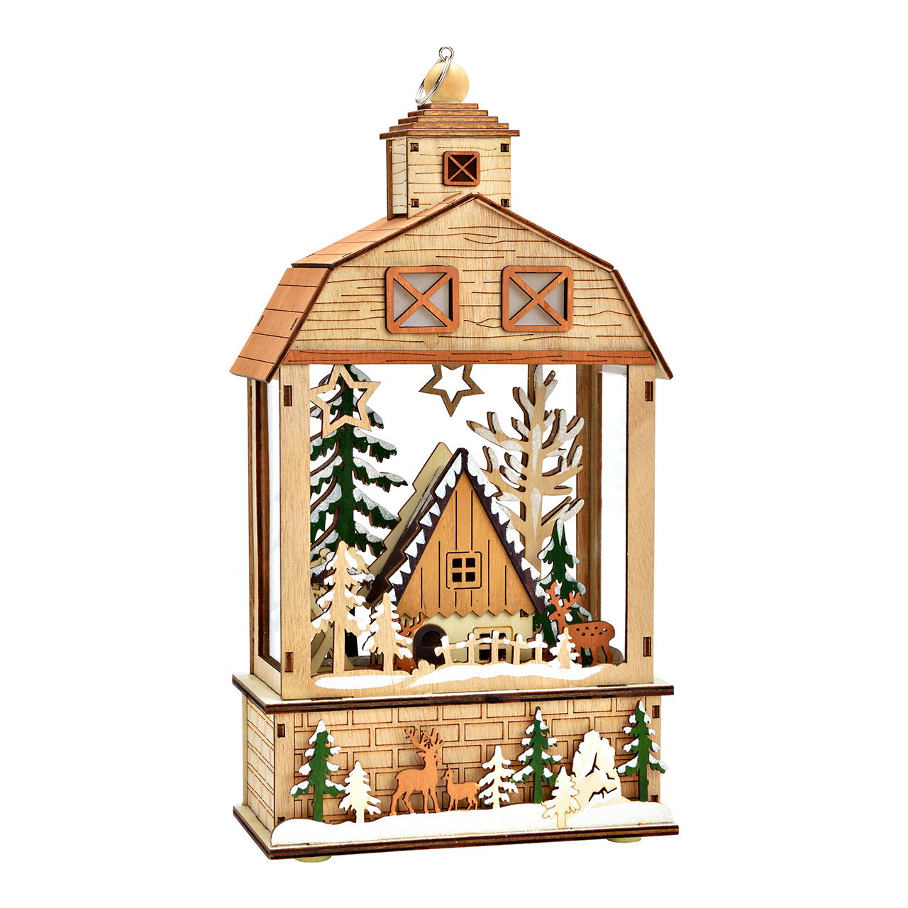 Scène hivernale Maison avec LED Fonctionnement sur piles 2xAA non incluses, double fonction boîte à piles avec minuterie en bois, naturel (L/H/P) 17x33x9cm Scène hivernale Maison avec LED Fonctionnement sur piles 2xAA non incluses, double fonction boîte à piles avec minuterie en bois, naturel (L/H/P) 17x33x9cm