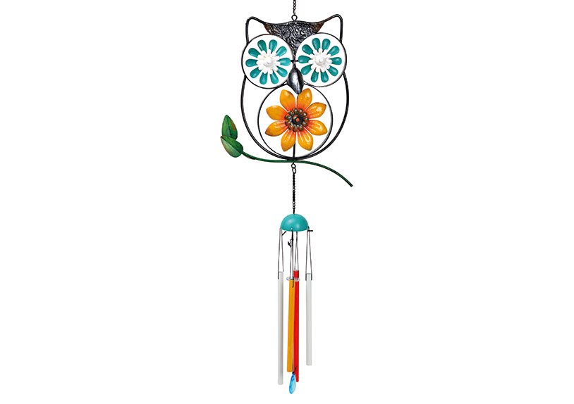 Hanger wind chime owl metal Colorful (W/H/D) 30x100x5cm