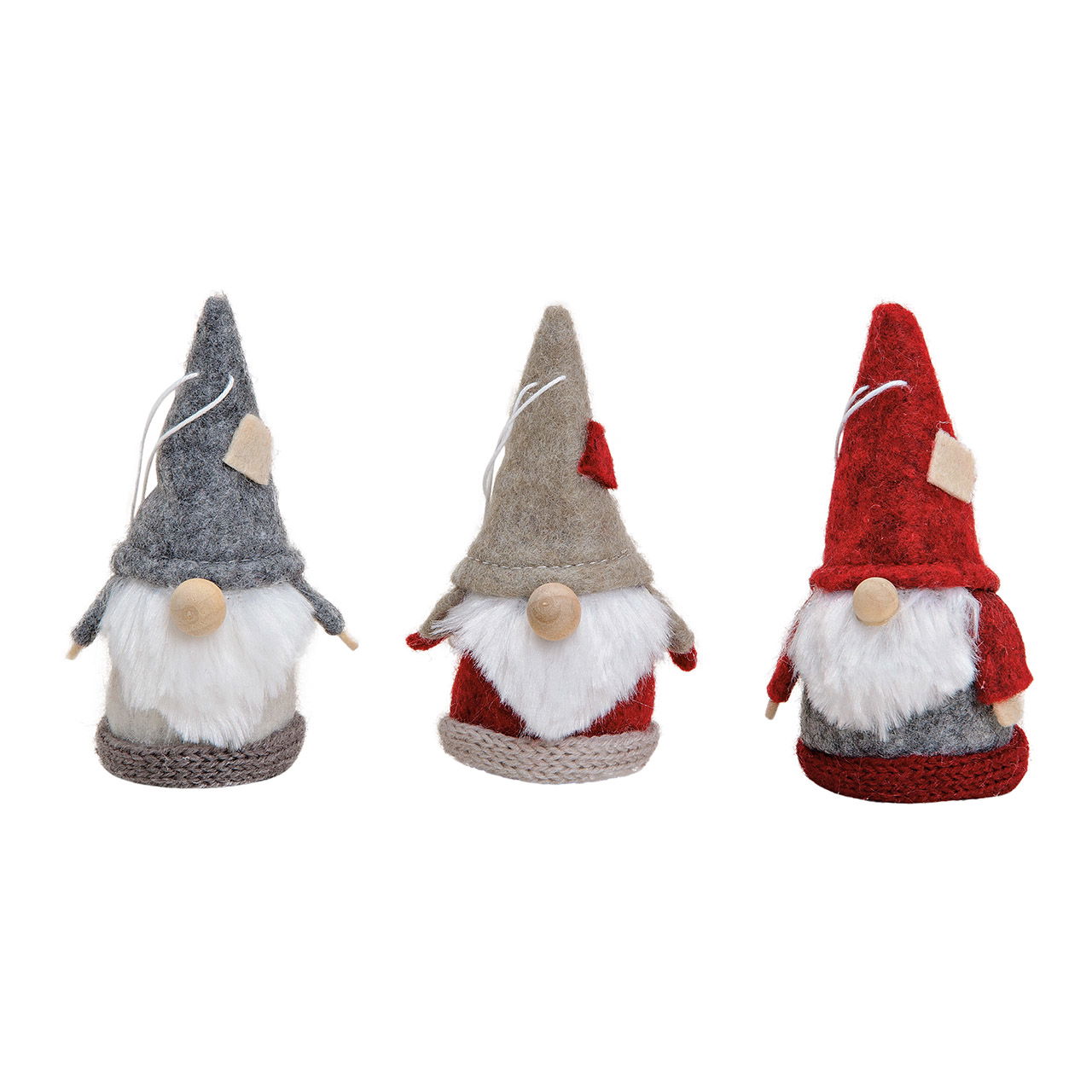 Vilt elf, 3-voudig, grijs/rood (B/H/D) 5x9x5 cm Vilt elf, 3-voudig, grijs/rood (B/H/D) 5x9x5 cm