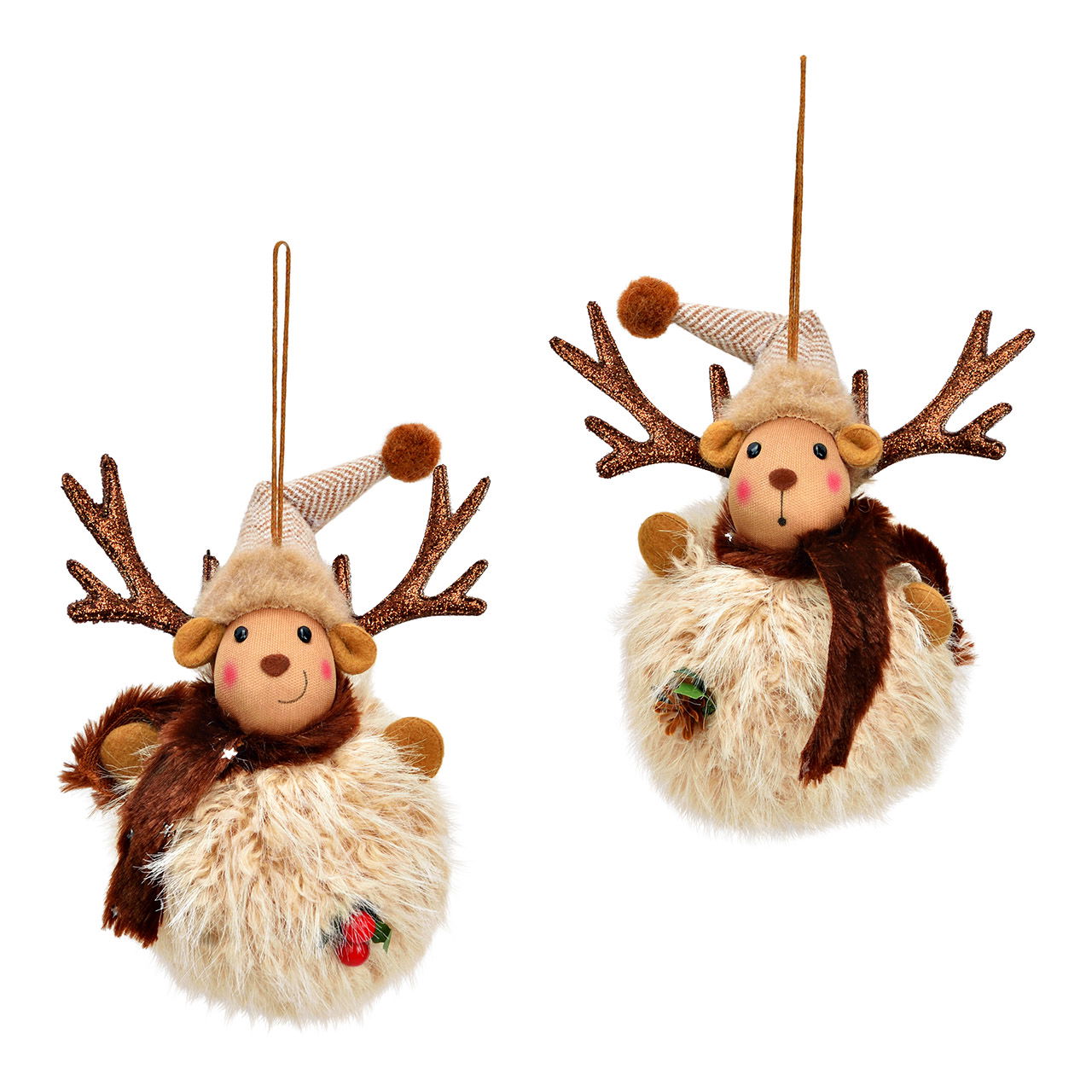 Weihnachtshänger Elch aus Textil/Kunststoff, 2-fach, Beige (B/H/T) 12x15x7cm Weihnachtshänger Elch aus Textil/Kunststoff, 2-fach, Beige (B/H/T) 12x15x7cm