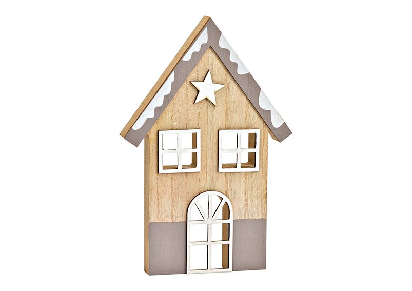 Stand house made of wood natural (W/H/D) 16x23x2cm
