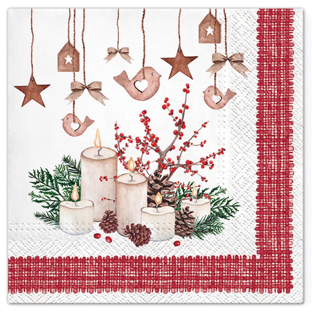 Tovagliolo di carta/cartone decorativo dell'Avvento, 3 veli, confezione da 20, bianco (L/A) 33x33cm Kerze