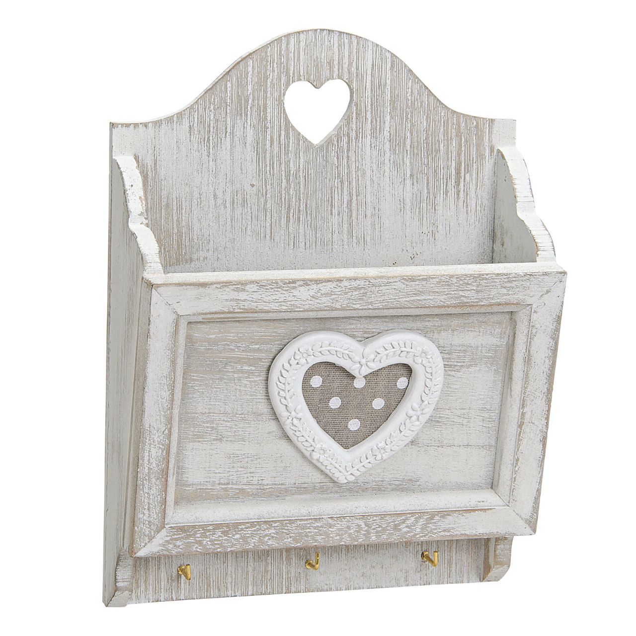 Letters holder w.3hooks wood 17x6x24cm Moebel, Briefkasten