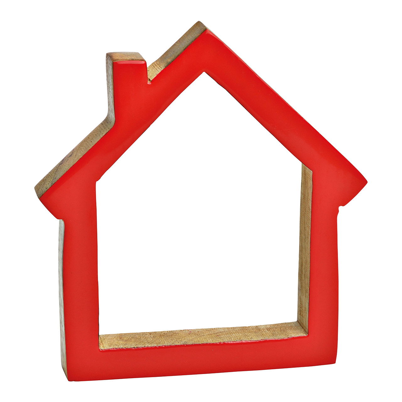 Stand mango wood house red (W/H/D) 19x20x2cm