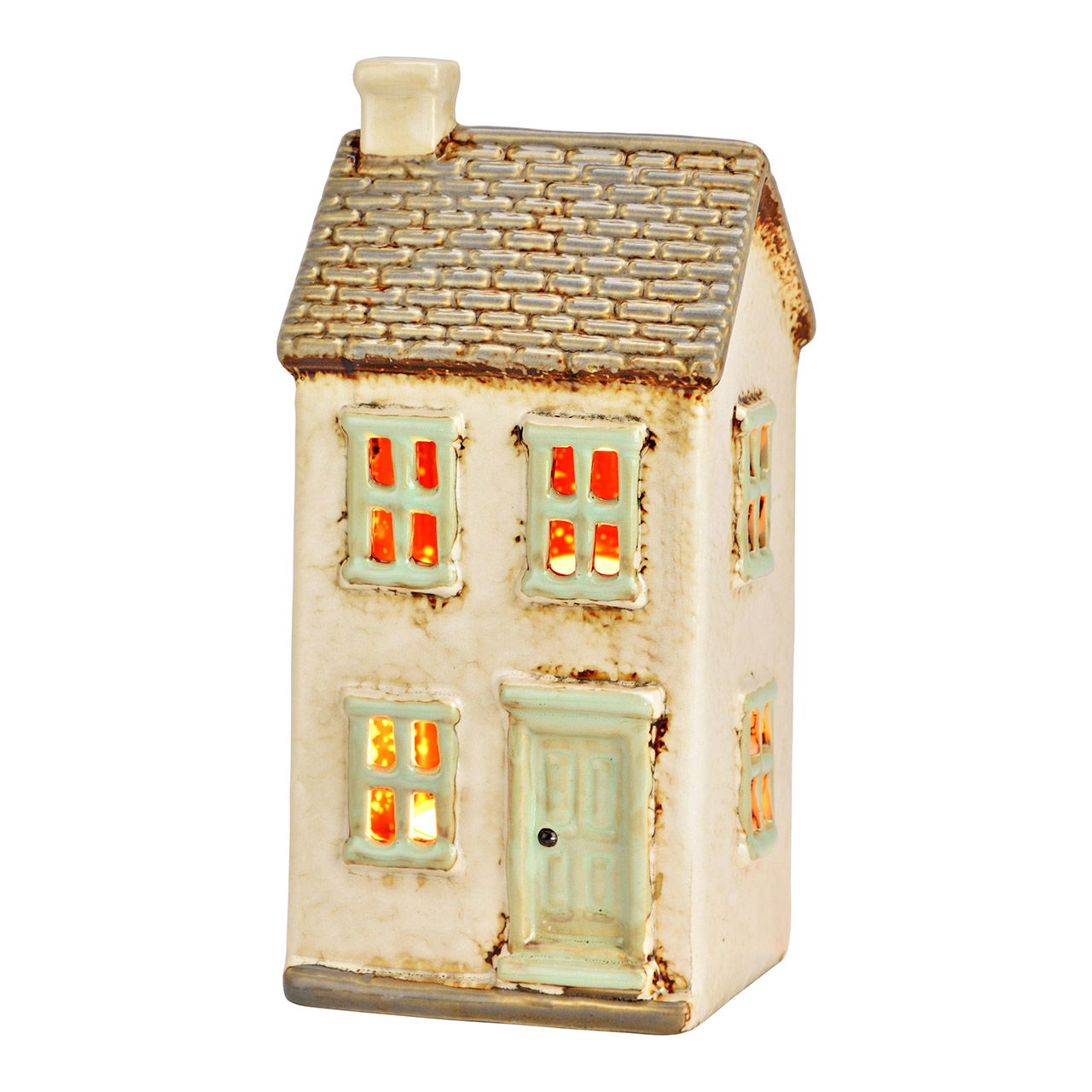 Maison lumineuse en porcelaine, gris/beige (L/H/P) 10x20x8cm Maison lumineuse en porcelaine, gris/beige (L/H/P) 10x20x8cm