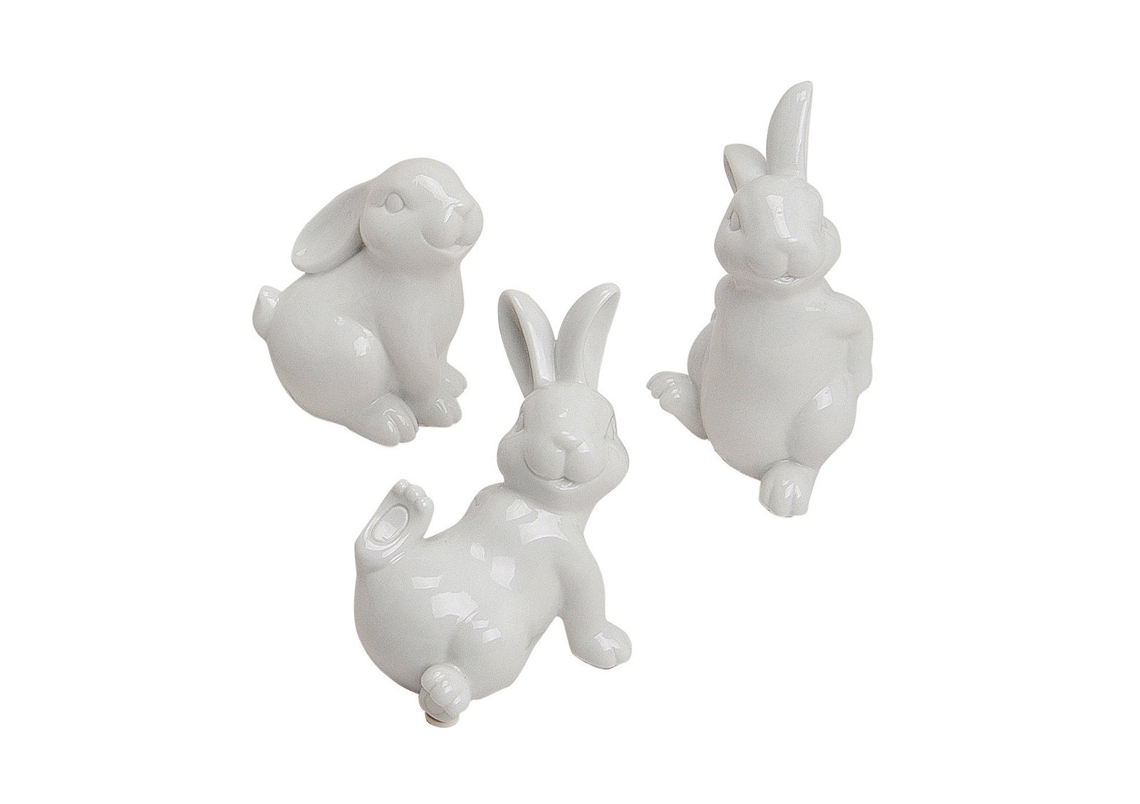 Coniglietto in bianco in porcellana, assortito, 10-15 cm