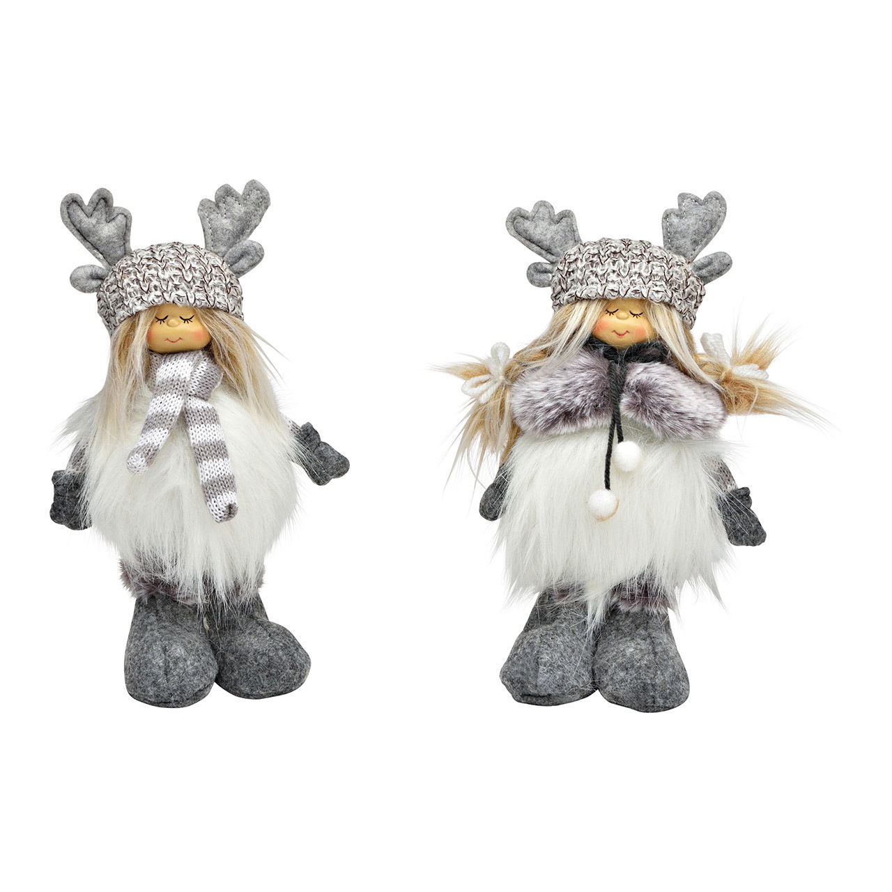 Winter child made of textile gray 2-fold, (W/H/D) 11x21x8cm Winter child made of textile gray 2-fold, (W/H/D) 11x21x8cm