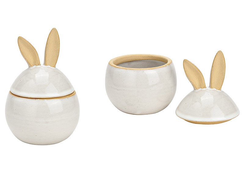 Coniglietto in ceramica bianca (L/A/D) 9x14x9cm