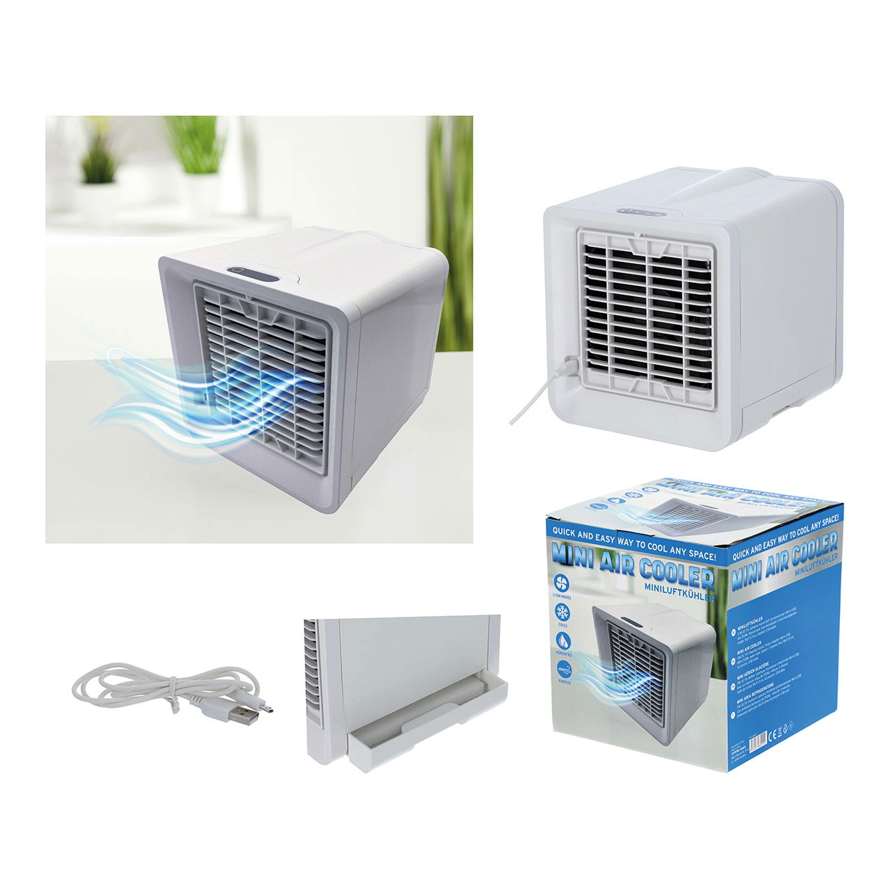 Mini air conditioning cube made of plastic white (w / h / d) 14x17x14cm