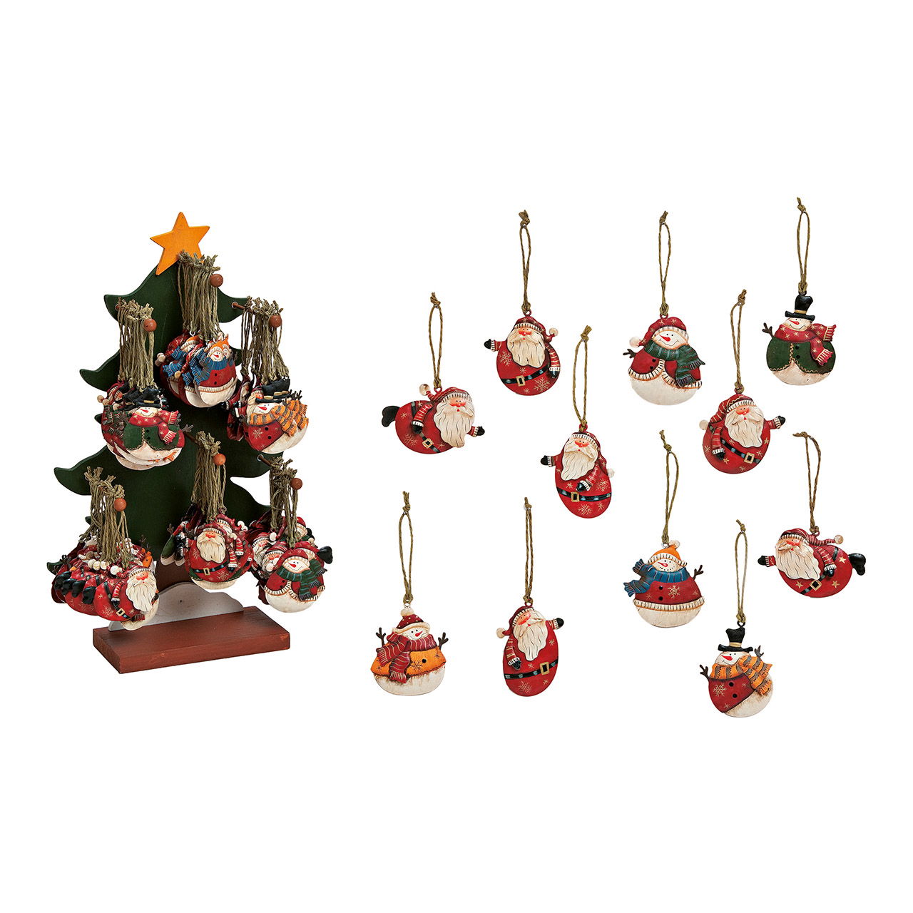 Weihnachtshänger aus Metall auf Baumständer, Rot/Weiß (B/H/T) 6x7x0.3cm Weihnachtshänger aus Metall auf Baumständer, Rot/Weiß (B/H/T) 6x7x0.3cm