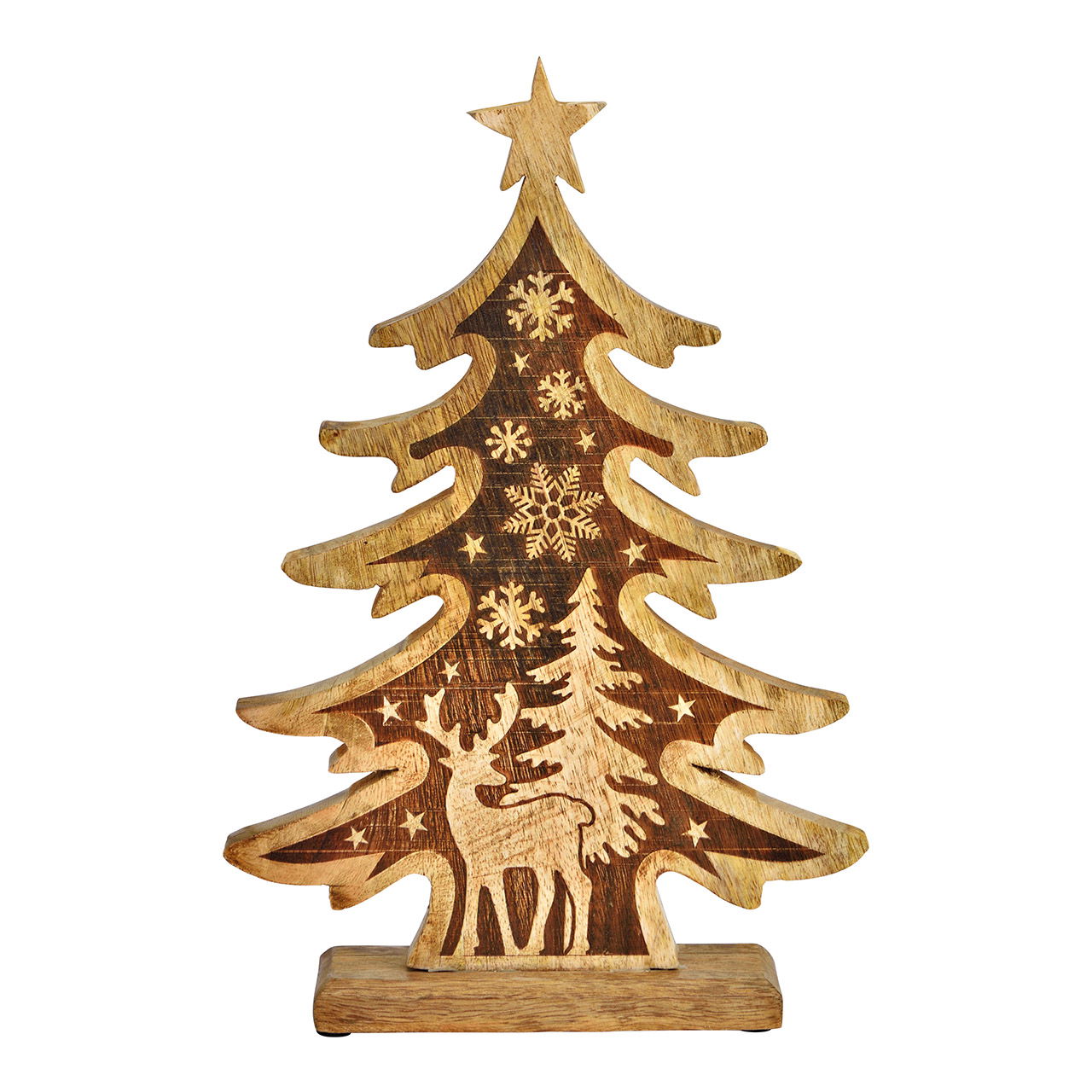 Aufsteller Tannenbaum aus Mangoholz natur (B/H/T) 21x32x5cm