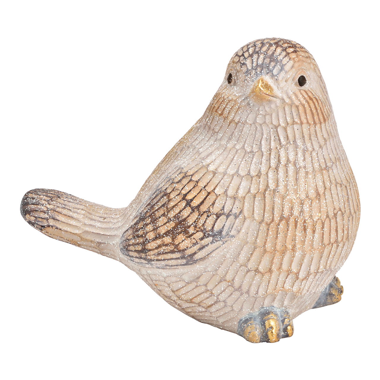 Pájaro con purpurina de arcilla champán (A/A/P) 21x17x14cm Pájaro con purpurina de arcilla champán (A/A/P) 21x17x14cm