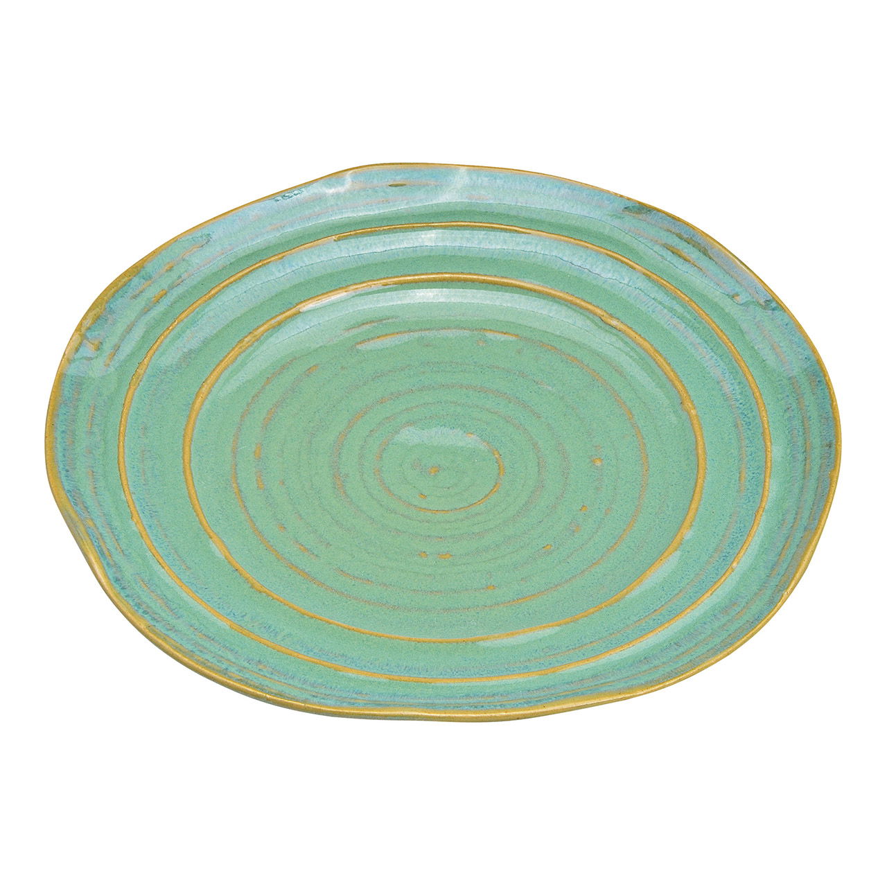 Earthenware plate green (W/H/D) 18x2x18cm