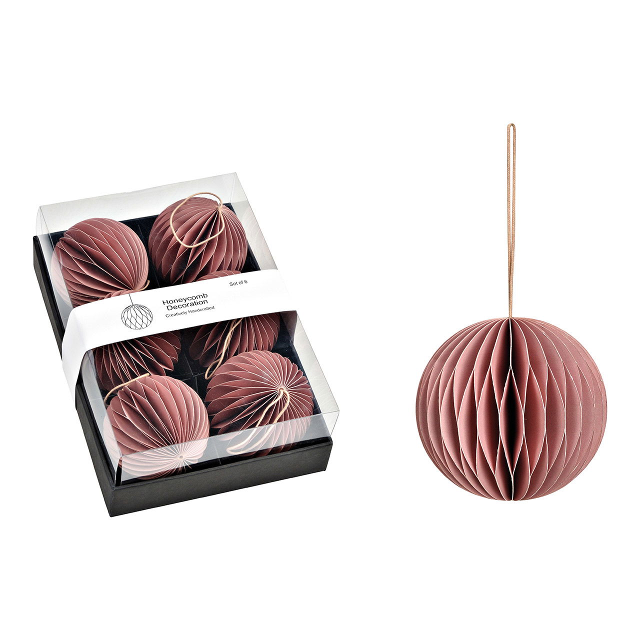 Weihnachtskugel Honeycomb aus Papier/Pappe, 6er-Set, Altrosa Ø8cm (B/H/T) 24x8x16cm Weihnachtskugel Honeycomb aus Papier/Pappe, 6er-Set, Altrosa Ø8cm (B/H/T) 24x8x16cm