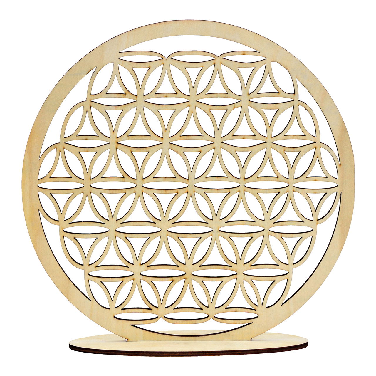 Flower of life stand, made of natural wood (W/H/D) 30x30x8cm