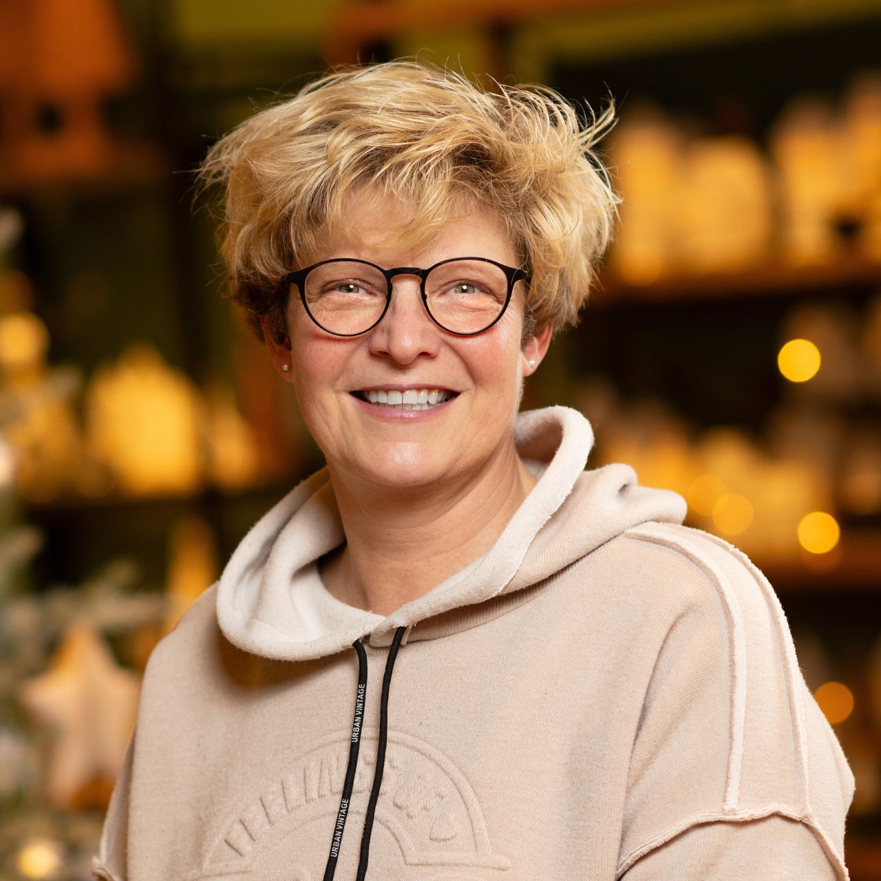 Blond, Lächeln, Fotografieren, Portrait, Brille