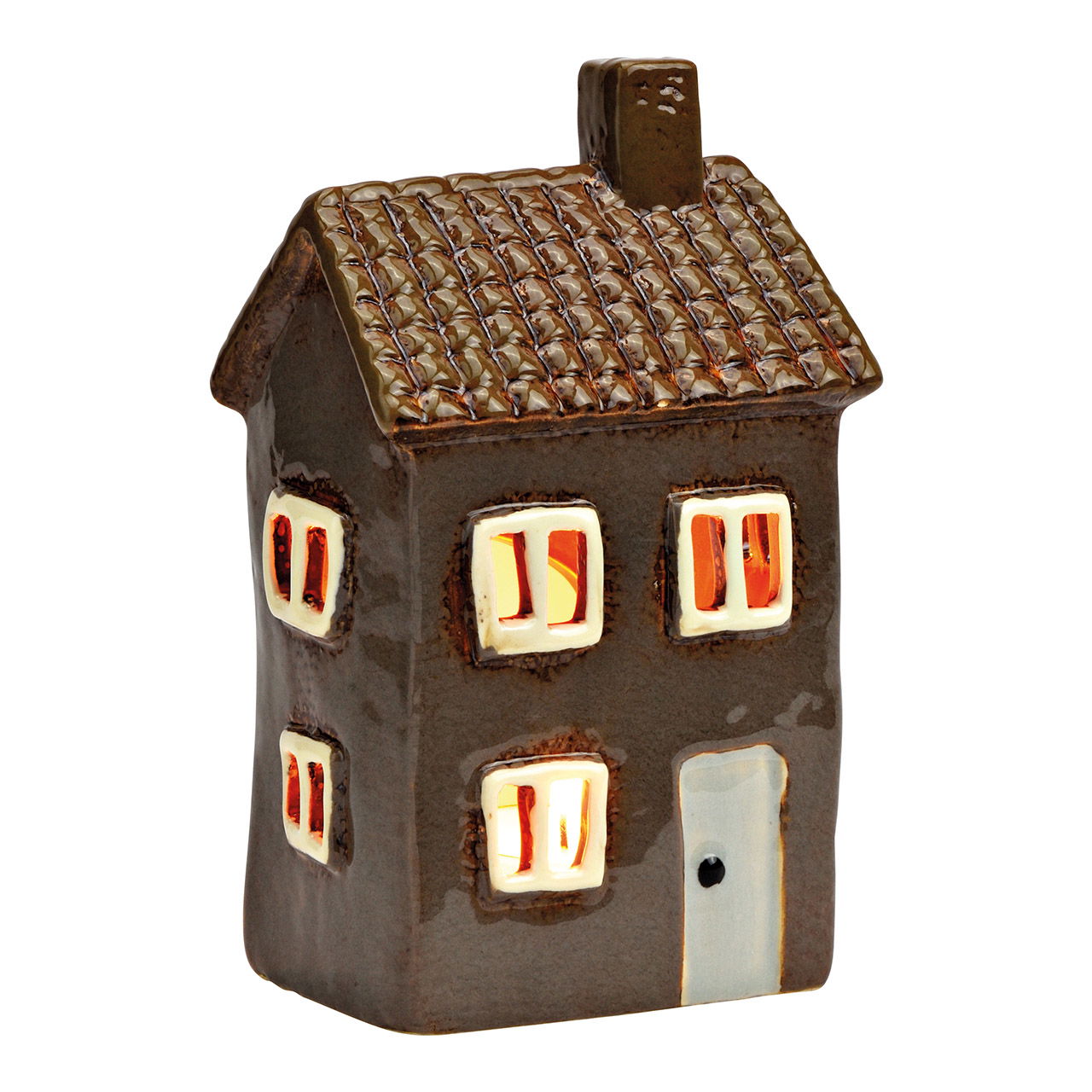 Stoneware lantern house colorful (W/H/D) 9x15x7cm