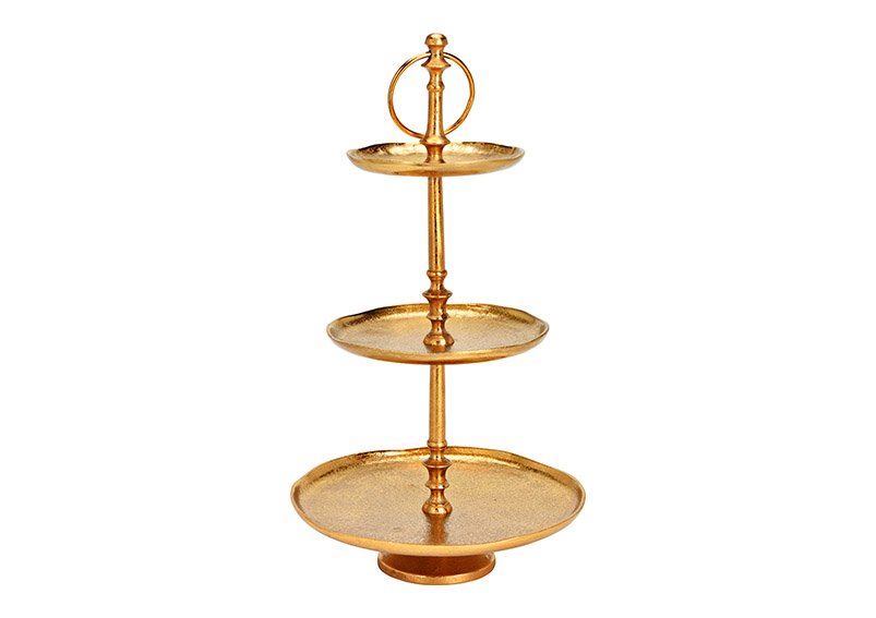 Etagere with 3 levels, made of metal gold (h) 48cm ø15/19/26cm