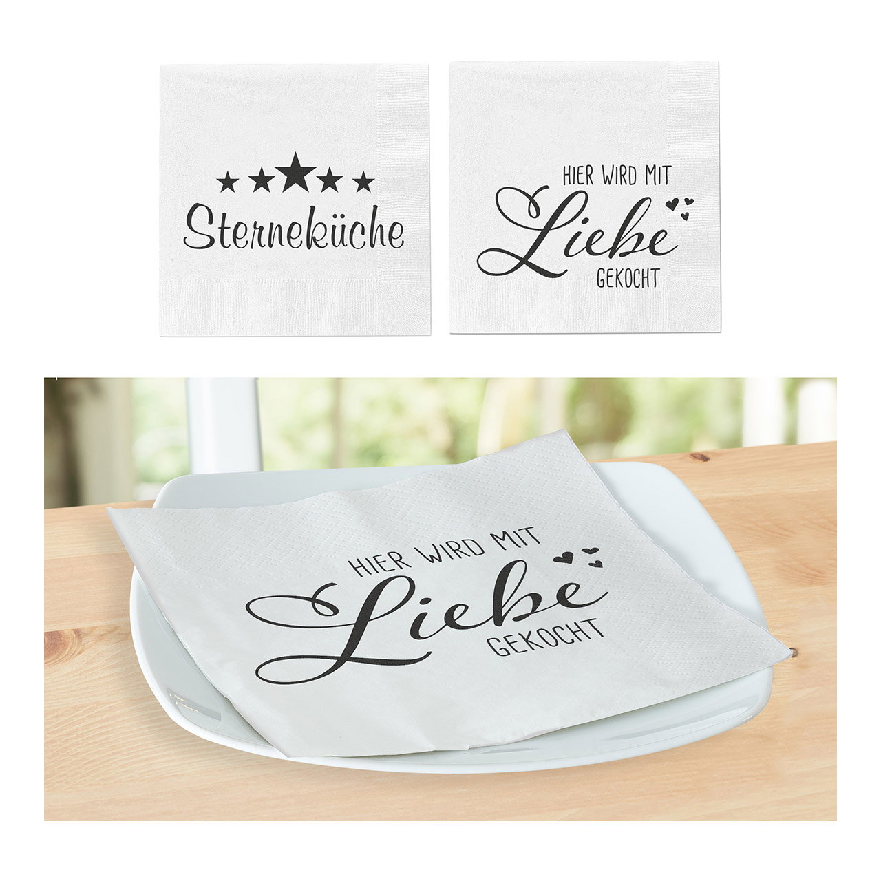 Servietten Sterneküche 20er Pack 3-lagig aus Papier/Pappe weiß 2-fach, (B/H) 33x33cm Servietten Sterneküche 20er Pack 3-lagig aus Papier/Pappe weiß 2-fach, (B/H) 33x33cm