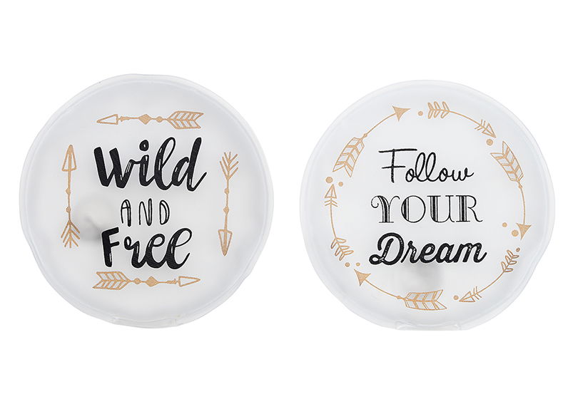 Pocket warmer spreuken -Wild and Free- + -Follow your dream- gemaakt van plastic Zwart 2-vouwig, (B/H/D) 9x9x1cm