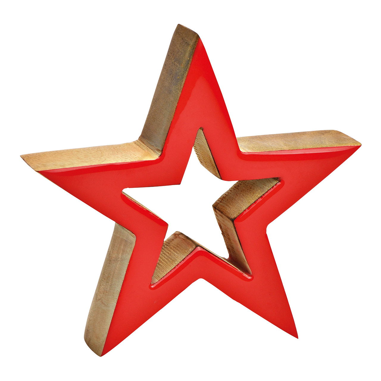 Pie de estrella de madera de mango rojo (A/A/P) 15x15x3cm